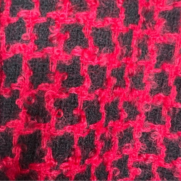 Vintage Lord & Taylor Houndstooth Tweed Blazer Red Black Wool Mohair Sz 10 - Picture 4 of 14